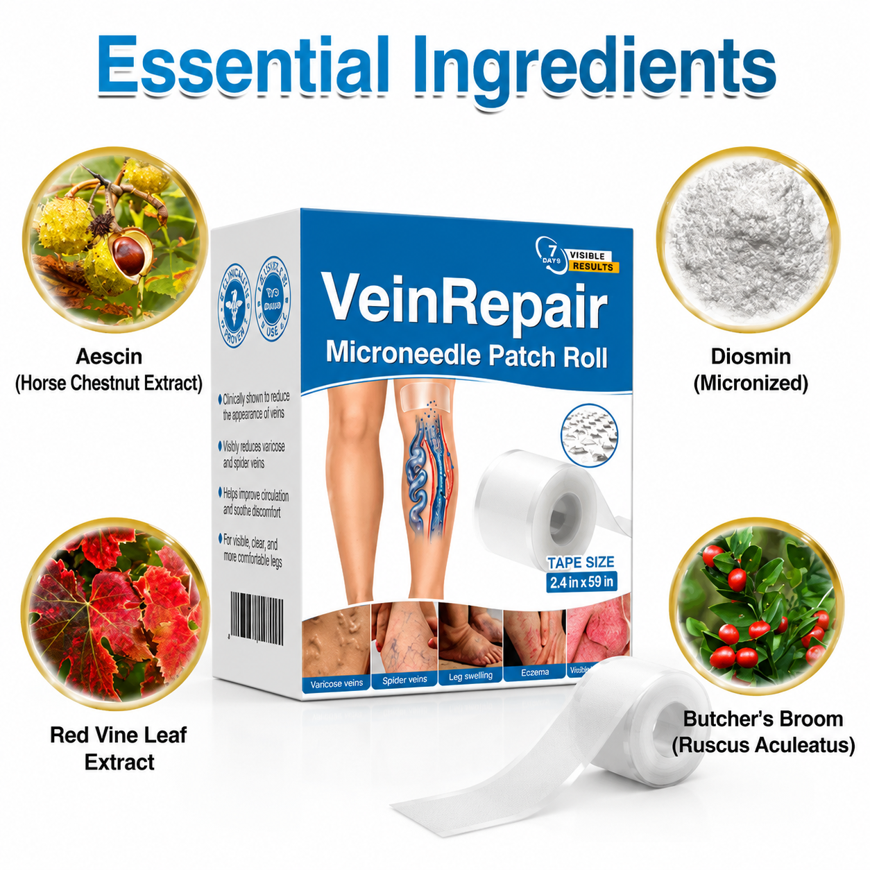 US✅🌱 VeinRepair Microneedle Patch Roll⚡Instant Relief, Long-Term Results