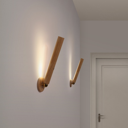 360° Rotatable Wooden LED Wall Lamp - Magnetic Detachable & Stepless Dimming Rechargeable Wall Light
